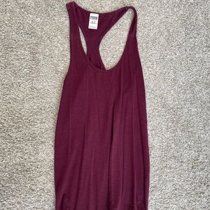 PINK Maroon Racerback Tank Top